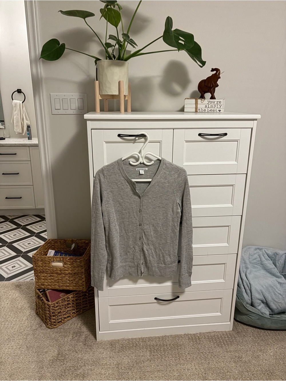 Classic Gray Button-Front Woman’s Cardigan Sweater